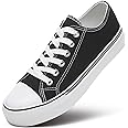 ZGR Womens Low Top Canvas Shoes,Lace up Canvas Sneakers,Casual White Tennis Walking Shoes