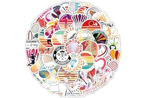 KOWASO Rondelle de Badminton Autocollants 50 Pièces pour Bouteille d'eau Mignon Basketball Cadeaux Autocollants de Sport pour Enfants Ados Adultes