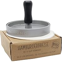 NATUMO Burgerpresse Set - Aluguss Presse Mit 500 Burgerpapieren