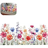 Stickers fenêtre FLEURS en VASES multicolore (30x60 cm) I Stickers vitres décoratifs fleurs papillon printemps été | Autocoll