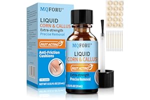 MQFORU Liquid for Corn Removers, Corn Remover for Feet Extra Strength, Fast Acting Callus & Corn Remover, Foot Corn Pain Relief, 15ML Liquid, 15 Corn Plasters, 10 Swabs