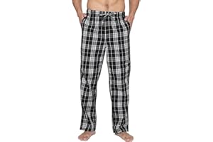LAPASA Pantaloni Pigiama 100% Cotone Leggero Uomo con Tasche Laterali - Abbigliamento da Notte Pantaloni Tuta Lunghi Casa Relax Scozzesi Quadri Taglie Forti M38