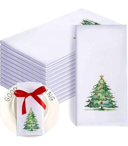 Weihnachtliche Stoffservietten, 6 Stück – Quadratisch, 50,5 Cm, Mit Wichtel-Motiv