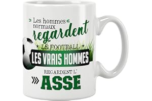 JOLI MUG. Mug foot - les vrais hommes regardent SAINT ETIENNE (ASSE). Cadeau Anniversaire - Noël - fête. Pour amis, famille Céramique haute qualité 11oz - 320 ML (ASSE)