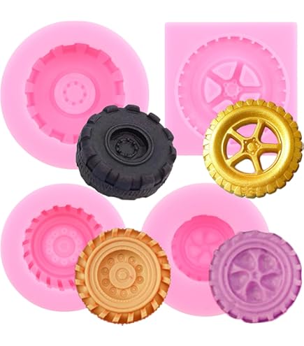 Reifen Silikonform 3D - 4 Stück Fondantformen Für Auto Motiv Kuchen Deko