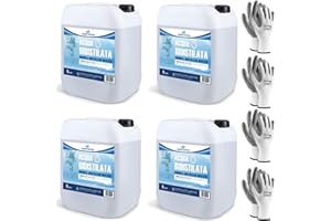 CHEMICA SOLUTIONS Acqua Bidistillata Pura per Uso Industriale e clinico 4 X 5 Litri, Distillata Due Volte, Demineralizzata, Made in Italy + 4 Paia Guanti Omaggio