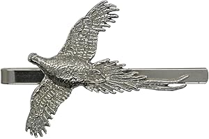 WILLIAM STURT FINE PEWTER High Pheasant Tie Clip or Slide, Pewter Handcast in England