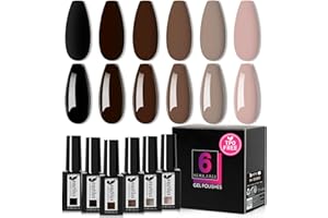 ‎BEAUTILUX Beautilux UV Nagellack Braun TPO-Frei, 6 Farben 7ml Schwarz, Dunkelbraun HEMA-FREE Gel Nagellack Set für Home-Maniküre Nail Art Maniküre (Braun Serie)