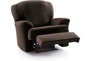 FAVERTI® Funda Elástica Sillón Relax Abatible de 70 a 90cm | Modelo Reale | Marrón | Funda Sillón Reclinable Pies Separados | Protector de Calidad de Tejido Jacquard Tacto algodón