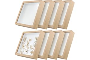 MOUYAT 8 Pack 8 x 8 Inch Shadow Box Frame, 22 x 22cm Deep Box Frames Wooden 3D Display Box for Crafts DIY Artworks