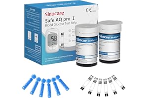 Sinocare Safe AQ Pro I Blood Glucose Test Strips 50pcs & Lancing Devices 50pcs, Only for Sinocare Safe AQ Pro I Glucometer, Composite Silver Electrode Test Strips