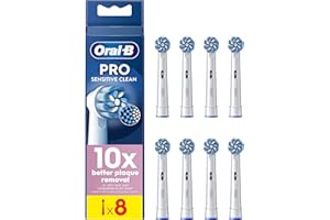 Oral-B Pro Sensitive Clean Electric Toothbrush Head, X-Shaped & Extra Soft Bristles for Gentle Brushing & Plaque Removal, Pack of 8 Toothbrush Heads, White (Packing May Vary)