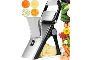 ENLEBER Mandoline Vegetable Slicer,Mandoline Slicer Vegetable Chopper-Julienne Dicer for Kitchen, Potato Slicer, Multifunctional Food Chopper Silver-Black