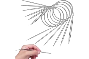 AEEQUE Aiguilles à tricoter circulaires en acier inoxydable de 80 cm, aiguilles à tricoter circulaires pour débutants, 2,5 mm, 3,5 mm, 4,5 mm, 5,5 mm, 7,0 mm, 9,0 mm, kit d'aiguilles à tricoter circulaires