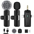 HMKCH Wireless Lavalier Microphone for iPhone - Android Phone/Camera/Computer/Laptop, Professional Dual Lapel Mic with USB-C/3.5mm/USB Plug for Video Recording, Vlog, YouTube, TikTok