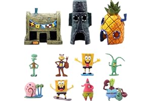 FARYODI 11 unidades de calamares amarillos verdes con diseño de estrella de mar rosa, diseño de acuario, peces domésticos de piña y camarones