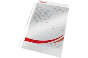 Esselte 46106 - Fundas portadocumentos COPYSAFE PP Cristal con refuerzo 80 micras (caja 100 Ud.) Folio. 16 taladros