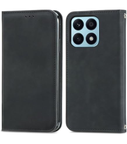 Cover Libro In Pelle PU + Vetro Temperato Per Honor X8B - Nero, Con Slot Porta Carte E Funzione Stand - 2