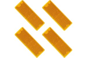 BEIJISTAR 4 x Catarifrangente Autoadesivo Rettangolare Giallo, Catarifrangente Posteriore Rettangolare Rimorchio, Catarifrangente per Camion Rimorchio RV Caravan