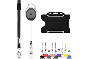 LANYARDS TOMORROW.CO.UK Wysuwana smycz i uchwyt na identyfikator, potrójne opakowanie od LanyardsTomorrow - zestaw zawiera pojedynczą zwykłą smycz, wysuwany karabińczyk Yoyo Reel Clip i sztywny uchwyt na dowód osobisty