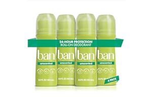 Ban Roll-On Antiperspirant Deodorant, Unscented, 3.5-Ounce Bottles (Pack of 4) by Ban
