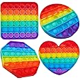 Toyshine Pack of 4- Circle, Square, Heart and Octagon - Fidget Popping Sounds Toy, BPA Free Silicone, Push Bubbles Toy for Autism Stress Reliever, Sensory Toy Pop It Toy