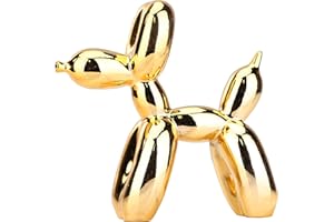 XIAOMAGG Cane Palloncino Scultura Moderna Decorazione Casa Figurina Soggiorno Ufficio Animale Arte Decora Da Tavolo In Resina (17cm,Oro)