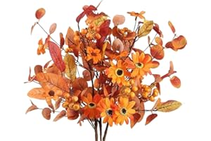 HUAESIN 3 Piezas Flores de Otoño Decoracion,Ramo de Flores Artificiales,60 cm,Arreglos Florales,Ramo de Flores Artificiales Vintage,Ramos de Flores Naturales para Decoración de Fiesta de Boda,Otoño