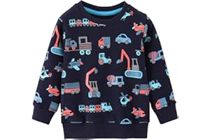 MUJOQE Jungen Sweatshirt Baumwolle Pullover Kinder Warme Langarm Shirt Activewear Tops 1-7 Jahre
