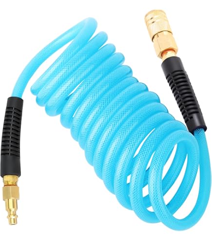 YOTOO Recoil Air Hose 3/8" ID X 10' – Polyurethane, Quick Connect | Self-Coiling, Bend Restrictor