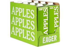 Eager Apple Juice 100% Pressed, Refreshing Fruit Drink, NFC Not From Concentrate, 1 Litre (Pack of 8)