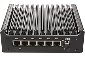 KingnovyPC 4K Firewall Micro Appliance, 6 portów i226-V 2.5G LAN bez wentylatora Mini PC Celeron N100, bez DDR4 bez NVMe, 4 x USB, HDMI, DP, COM RJ45, Type-C, AES-NI VPN Router obsługuje pfsense