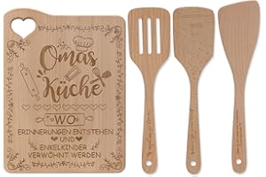 FTUREERA Küche Geschenke für Oma, Einzigartige Muttertag, Weihnachten, Geburtstag Geschenke für Oma von Töchter Sohn - Personalisierte gravierte Bambus Schneidebrett für Oma Mutter mit warmen Spruch