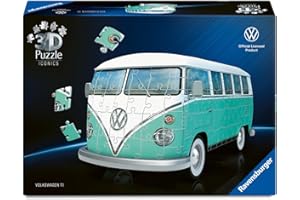 Ravensburger - Puzzle 3D Combi Volkswagen T1 - Maquette de Voiture à Construire sans Colle - Puzzle Voiture 3D - 162 Pièces - Planche de Surf - Dès 8 Ans - 12008035