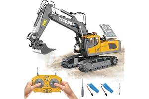 KBIBCK Remote Control Excavator,11 Channel 1:20 RC Digger with Sounds and Lights, 680 Degree RC Digger Tractor Toys, Remote Control Digger Toy for Boys 3 4 5 6 7 8-12 Year Old Boys Birthday Gift