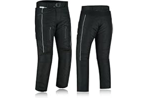 SWIFT WEAR Motorbike Waterproof Trousers Lined Thermal All Weather Black Motorcycle Biker Pants with Protective CE Removable Armoured Trouser