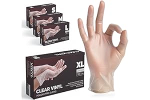 The Real Touch Disposable Vinyl Gloves, Powder-Free and Latex-Free, Transparent Disposable Gloves with 100 Pieces/Box (XL)