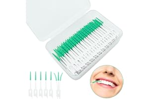SKHAOVS 280 Stück Silikon Interdentalbürsten,Tragbarer Dual-Use Zahnseide Stick,Zahnreinigung Zwischenräume,Zwischenzahnbürsten Doppelseitige Interdentalbürsten,Zahnreinigung Plaqueentfernung(Grün)