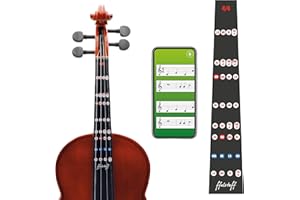 ffalstaff Adesivi in PVC Nero per Tastiera Violino 4/4 con Notazione Italiana 19,7 x 3,5 cm e App per l'Apprendimento e la Pratica del Violino - Stampati e Disegnati in Italia