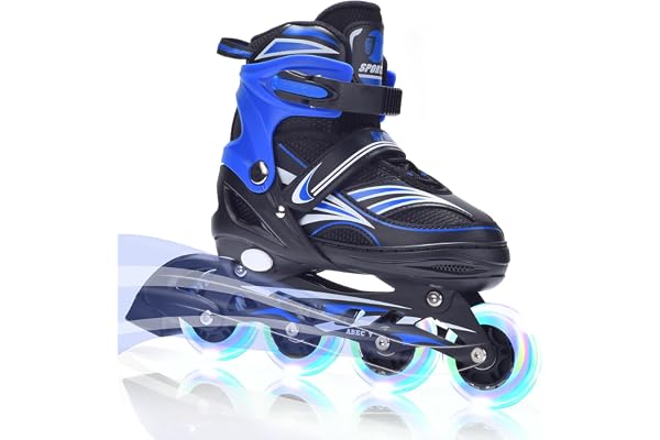 ERNAN Rollers en Ligne,Patins à roulettes en Ligne Réglables pour Enfants Filles Garçons Débutants,Patins à roulettes en Ligne avec Roues LED Idéales pour Les Garçons Filles Homme Femme