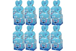 IFHDO Stitch Party-Schachteln, 24 Stück Stitch Süßigkeiten-Boxen Kindergeburtstag Gastgeschenke Tüten Tasche, Stitch Papiertasche Deko Taschen für Weihnachten, Geburtstagsfeiern, Baby Party