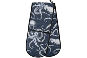 MNSRUU Oven Gloves Double Oven Gloves Octopus Squid Sea Horse Heat Oven Mitts Pot Holder Heat Resistant Quilted for BBQ Baking Kitchen Cooking Gloves