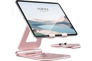 Nulaxy Soporte Doble Plegable para iPad, Soporte de Escritorio Totalmente Ajustable, Accesorio para iPad para Oficina, Kindle, Compatible con Dispositivos móviles de 4 a 11 Pulgadas, iPad Pro/Mini
