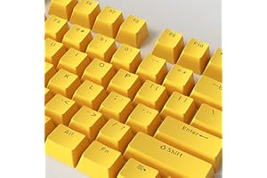 Catekro Lot de 108 Touches pour Clavier mécanique de Jeu, Profil ABS OEM Double Shot pour Clavier mécanique (Jaune)