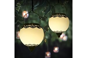 Latarnia solarna do użytku na zewnątrz, wisząca, 2 sztuki, kula, klasa wodoszczelności IP65, Bonsery lampy solarne do użytku na zewnątrz, do ogrodu, na ścieżkę, balkon, werandę, dekoracja, oryginalne