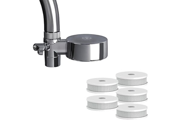 Tappwater EcoPro Compact - Vattenfilter för kranen, 5 stegs Vattenfilter System, Vattenrening av 100+ ämnen inkl klor, kalk, tungmetaller, m.m. Tillverkat av svenska Bluewater (krom, 6 filterpatroner)