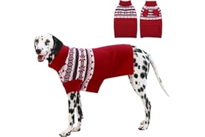 IECOii XL Dog Jumper - Warm Pullover Knitwear For Large Dogs, Red Holiday Turtleneck Sweater For Boys & Girls, X-Large