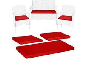 KISAA Living Outdoor Garden Rattan Cushions | 3-Piece Set for Rattan Patio Furniture | Comfy Seat Pads with Removable Cover | Water-Repellent, Durable, and Lightweight (Red)