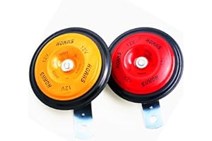 YIYDA Tromba Auto Super Loud in Metallo, Tono Alto e Basso, Elettrica Rosso e Arancione, Altoparlante Impermeabile per Camion e Moto 12V