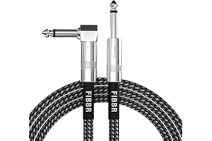 FIBBR 3M/10FT Right Angle Electric Instrument Cable - 1/4 Inch Straight to Right Guitar AMP Cord for Bass, Electric Guitar, Mandolin, Pro Audio